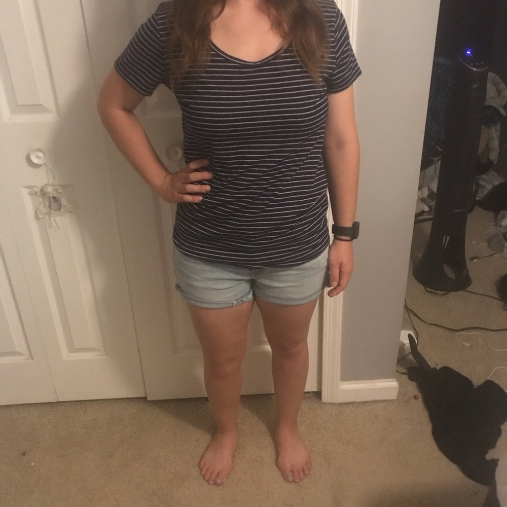 Striped navy and white top